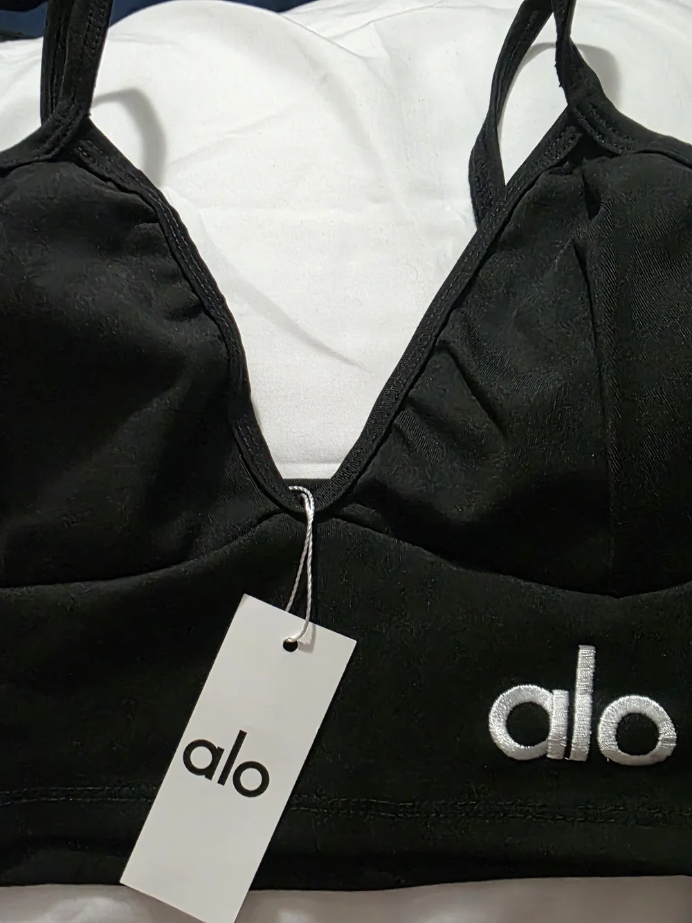 Yoga Black Sports Bra with Embroidered Logo